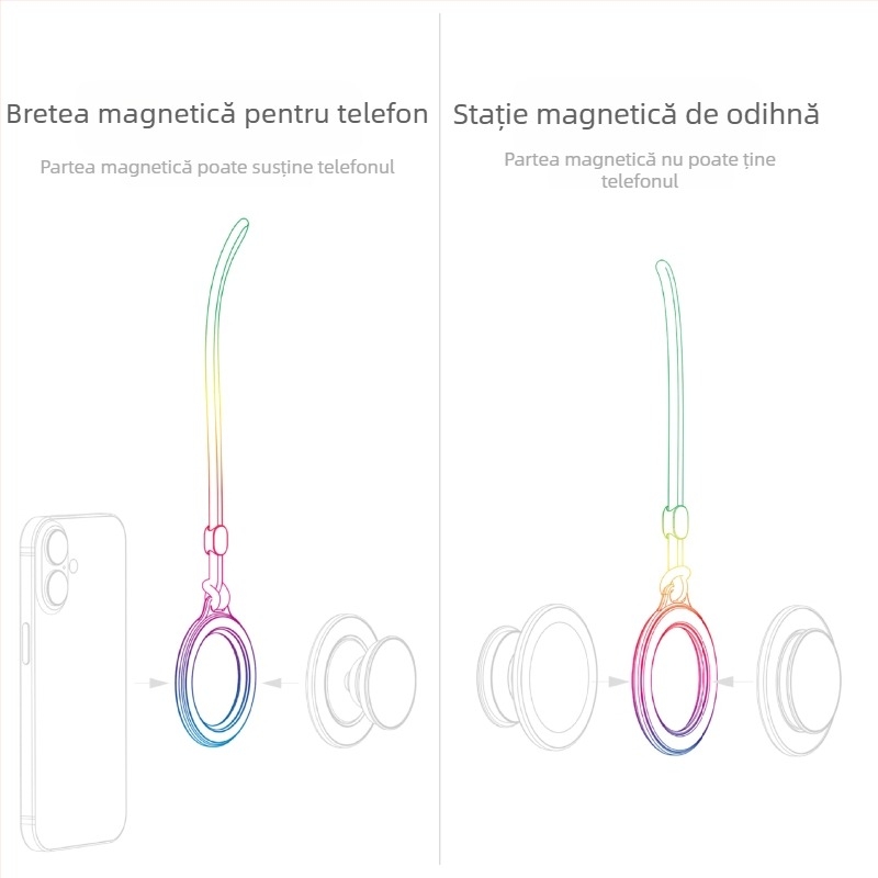 KILO MILO suport magnetic MagSafe și inel pentru agățarea genții, design transparent, material plastic, stil general