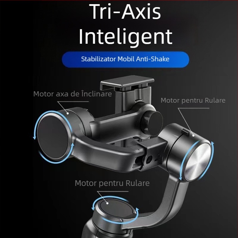 F6 gimbal pentru telefon cu 3 axe, control prin aplicație, Bluetooth, telecomandă inclusă, model RK-C213