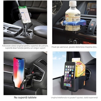 Suport pentru pahare auto, montat pe bancheta din spate pentru sticle de apă, telefon și tabletă; UBINA; Material ABS + aliaj de aluminiu; Model 109; Personalizabil; Etichetă privată licențiată
