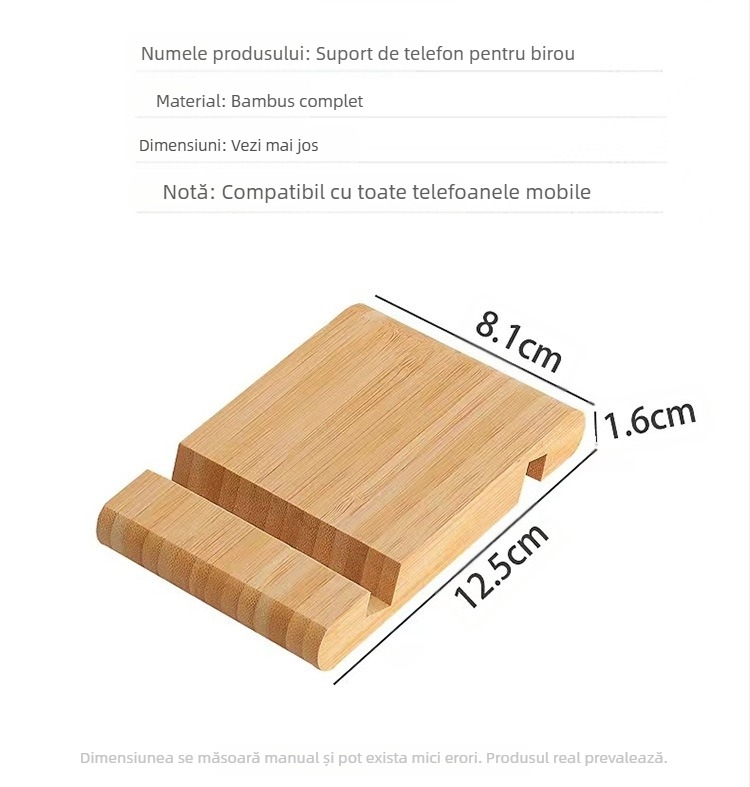 Suport de birou din bambus pentru telefon și tabletă, compatibil universal, personalizabil, etichetă privată licențiată