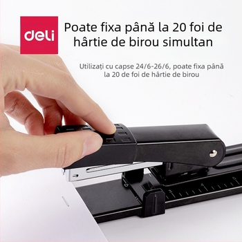 Deli 0334 capsator cu braț lung, mediu pentru legarea documentelor, compatibil cu ace 24/6, model ac 12, greutate netă 1000 g