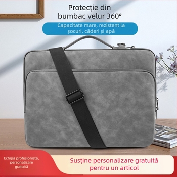 Geantă pentru laptop din piele de miel – impermeabilă, rezistentă la uzură și la tăiere, cu model în dungi, căptușeală din poliester
