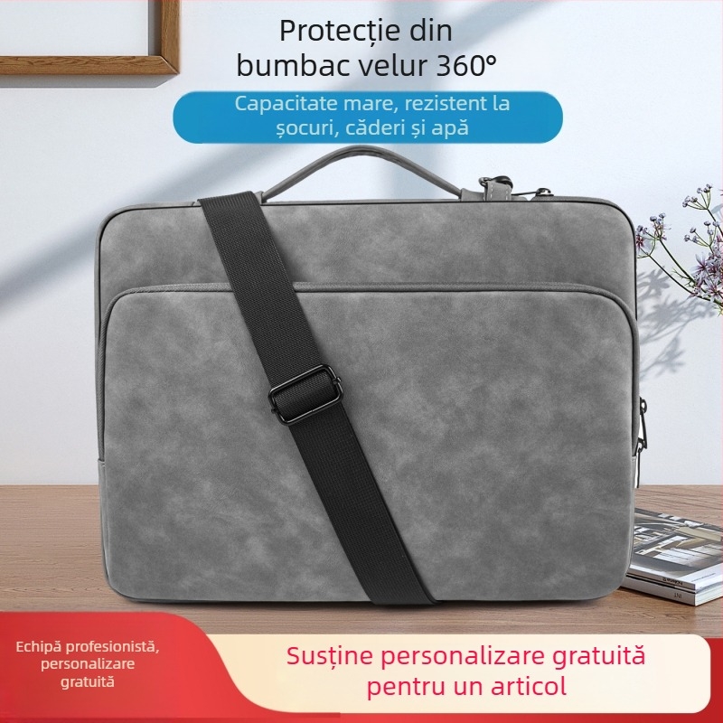 Geantă pentru laptop din piele de miel – impermeabilă, rezistentă la uzură și la tăiere, cu model în dungi, căptușeală din poliester