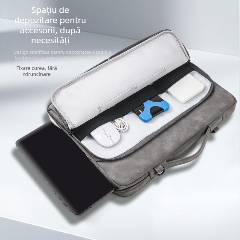 Geantă pentru laptop din piele de miel – impermeabilă, rezistentă la uzură și la tăiere, cu model în dungi, căptușeală din poliester