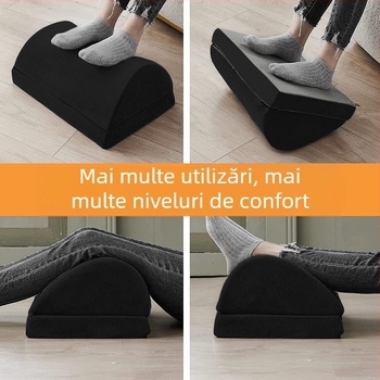 Pernă pentru picioare cu două straturi, înălțime reglabilă, formă de lacrimă, bază antiderapantă, miez din memory cotton, detașabilă și lavabilă