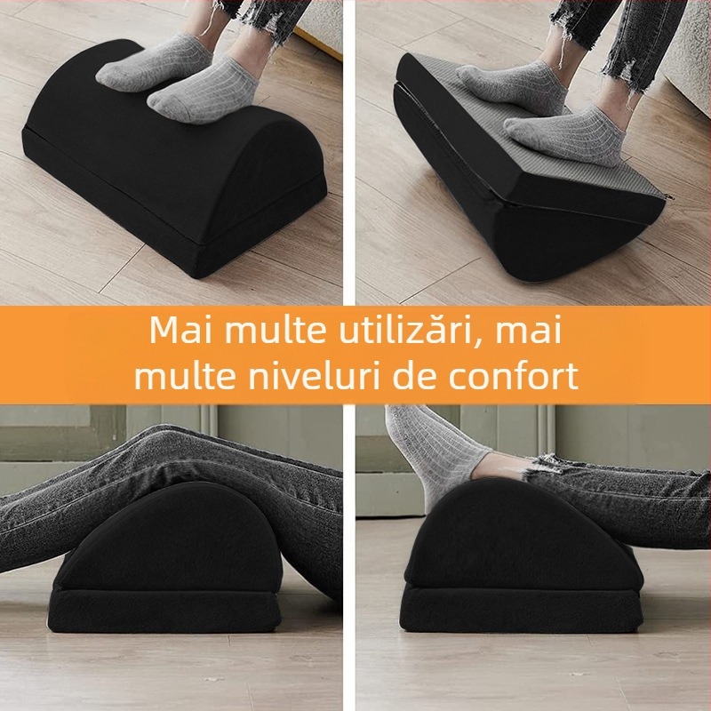 Pernă pentru picioare cu două straturi, înălțime reglabilă, formă de lacrimă, bază antiderapantă, miez din memory cotton, detașabilă și lavabilă