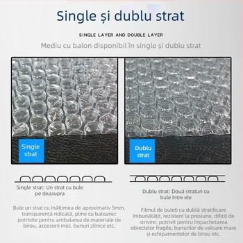 Rolă de folie cu bule pentru ambalare, îngroșată, bule medii, grosime 5–6, diametrul bulelor 10 mm, înălțimea bulelor 4 mm, densitate 10