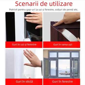 Bandă de etanșare a golurilor pentru uși și ferestre, PE bază, adeziv acrilic cu vâscozitate înaltă, 0,15 mm grosime, serie anti-vânt