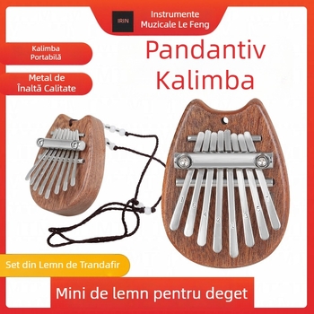 Kalimba cu 8 taste, mini oktavă, pian portabil, structură din lemn și metal, model KB-05