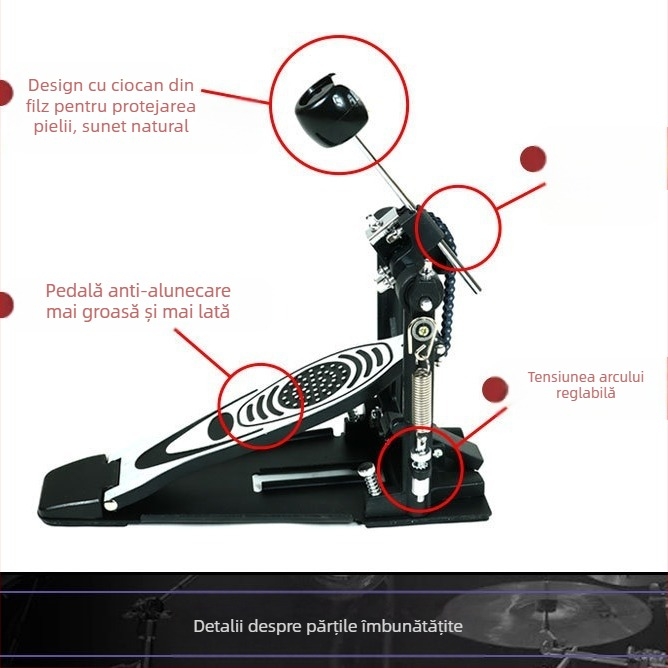 Novos Pedal avansat pentru tobă cu lanț dublu