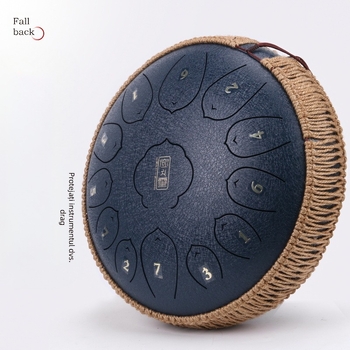 Tambur cu limbă din oțel, lemn de trandafir, 13 note, margine înfășurată cu sfoară de cânepă, lucrat manual