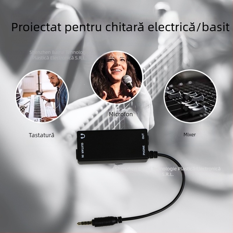 Interfață audio pentru chitară pentru telefoane – BR108, ABS, Lanlison, pentru chitară electrică și bas, accesoriu pentru instrument muzical