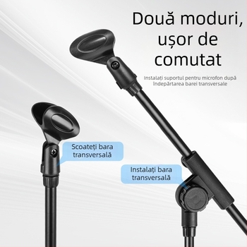 Suport de microfon pe podea, înălțime reglabilă, bază cu trei picioare, potrivit pentru spectacole pe scenă și înregistrări
