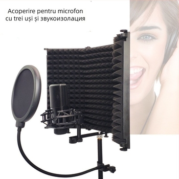 TIWASTAGE F-3 Protecție pentru microfon cu trei uși pentru înregistrări de audiobook