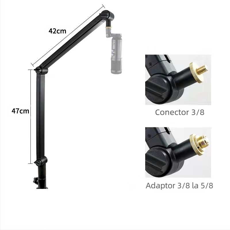 Suport pentru microfon de birou STM1, braț cantilever 360°, telescopic reglabil