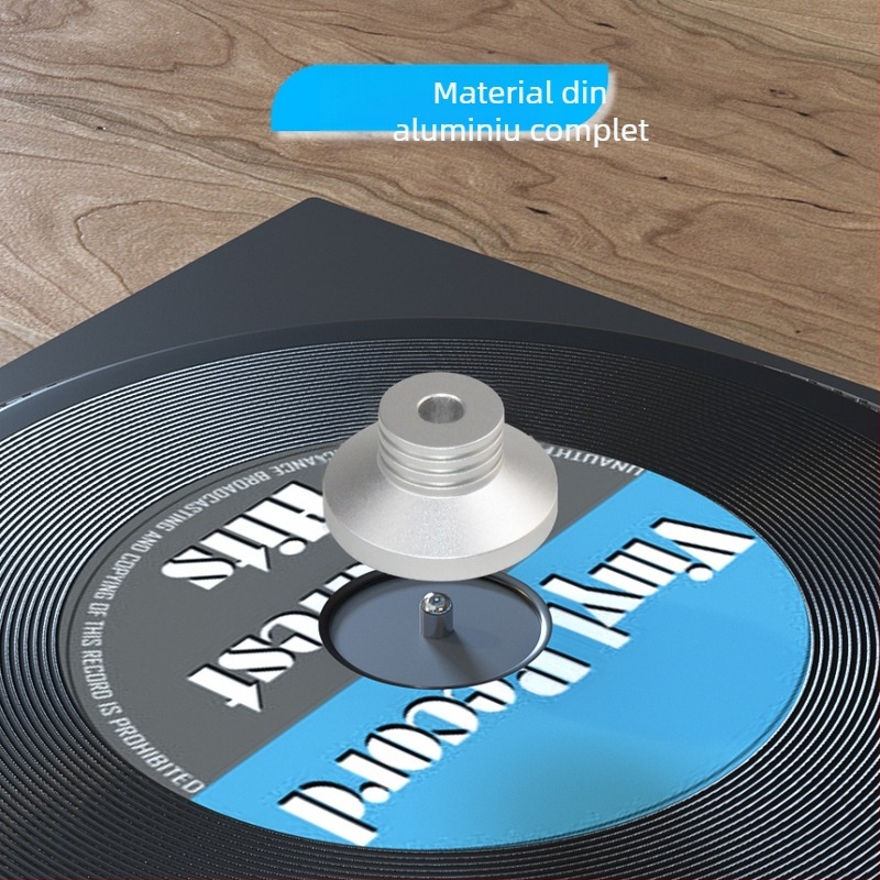 Adaptor din aluminiu pentru LP Vinyl, 7 inci, 45 RPM, cu stabilizator absorbant de șocuri