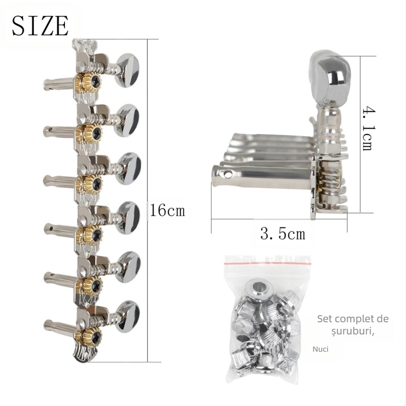 Mecanisme de acordare pentru chitara Y-72, metalice, cu cap rotund, stâlpi din oțel pentru chitară acustică cu 12 corzi