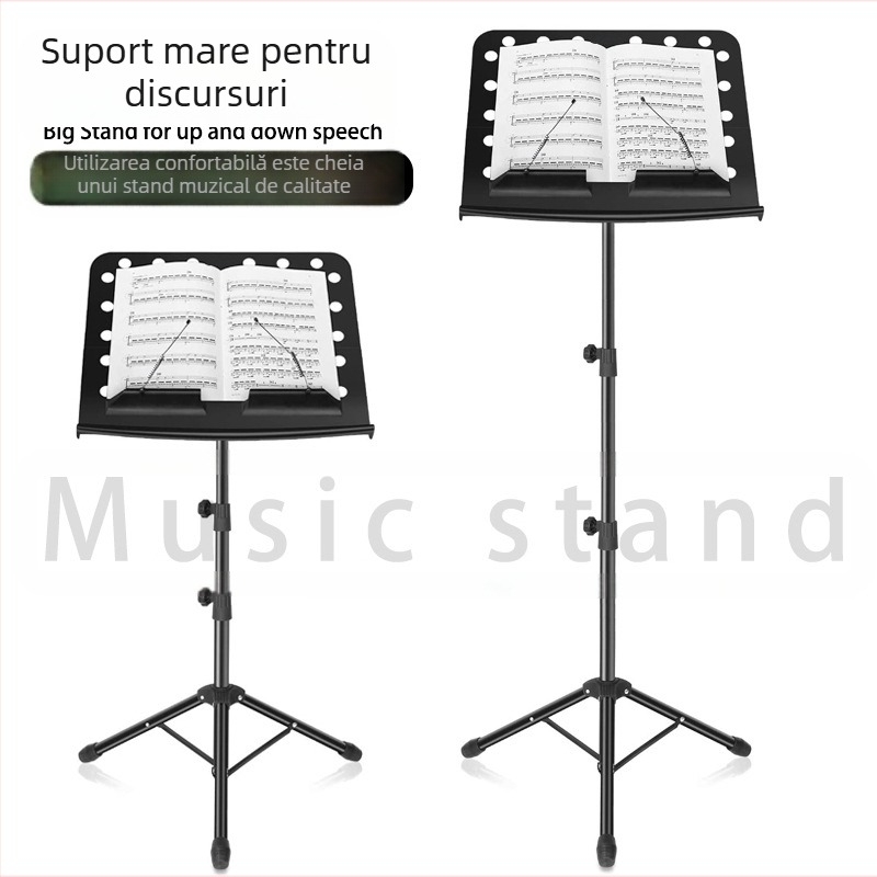 Suport pliabil pentru partituri pentru instrumente muzicale — ABS ecologic și oțel, model 01; potrivit pentru pian, chitară, vioară, saxofon