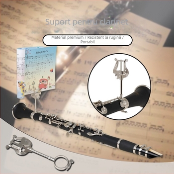 Stativ pentru muzică pentru clarinet și oboi cu clips portabil, din fier, model ZJ-4, ambalaj în pungă OPP, etichetă privată disponibilă