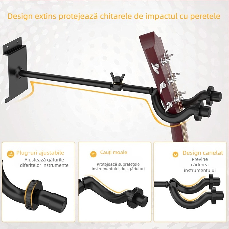 Suport pentru chitare electrice, montat pe perete, pentru 5 chitare — SG-04, aliaj de aluminiu, Boying
