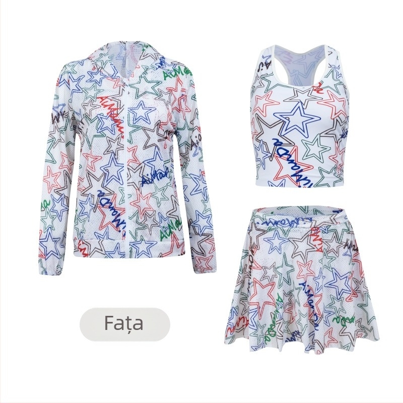 Set de baie feminin, trei piese, imprimeu floral, material nylon, căptușeală nylon/spandex