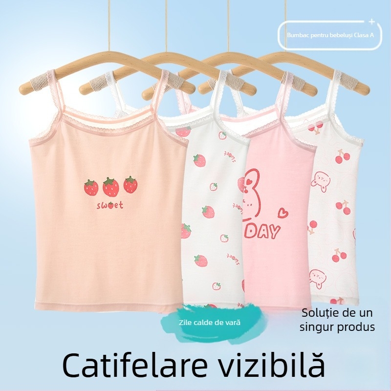 Maiou fără mâneci pentru fetițe – 95% bumbac, model desen animat, material moale, pentru copii