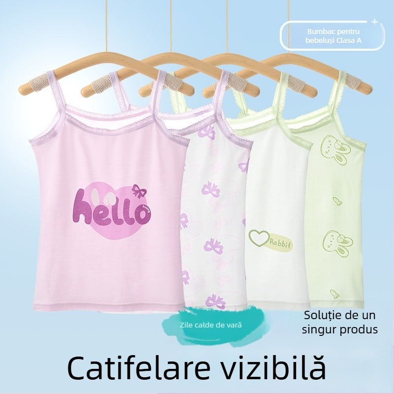 Maiou fără mâneci pentru fetițe – 95% bumbac, model desen animat, material moale, pentru copii