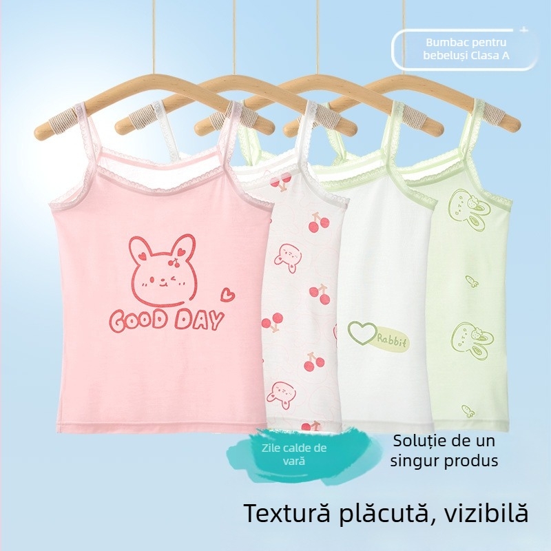 Maiou fără mâneci pentru fetițe – 95% bumbac, model desen animat, material moale, pentru copii