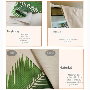 Draperie pentru ușă – Stil coreean, perdea din textil cu motiv plante, poliester, pentru living, dormitor și birou