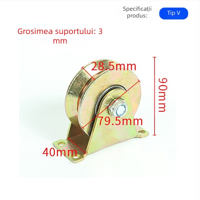 Rulou pentru șine cu configurații în formă V, U și H, corp rotund din oțel, placă groasă de oțel, fontă cu cadru — Ting Yun