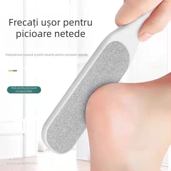 Pilă pentru picioare din oțel inoxidabil, cu două fețe – instrument de pedicură cu cap de șlefuire oval și șmirghel, cutie cu 200 buc.