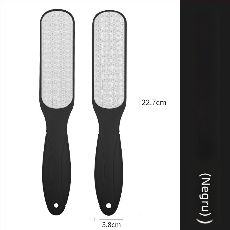 Pilă pentru picioare din oțel inoxidabil, cu două fețe – instrument de pedicură cu cap de șlefuire oval și șmirghel, cutie cu 200 buc.