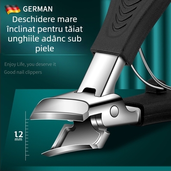 Clește pentru unghii de la picioare, deschidere mare, anti-stropire, gură înclinată, plastic + oțel inoxidabil