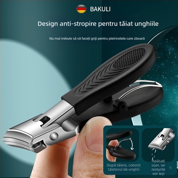 Clește pentru unghii de la picioare, deschidere mare, anti-stropire, gură înclinată, plastic + oțel inoxidabil