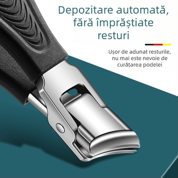 Clește pentru unghii de la picioare, deschidere mare, anti-stropire, gură înclinată, plastic + oțel inoxidabil