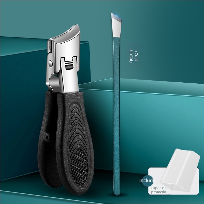 Clește pentru unghii de la picioare, deschidere mare, anti-stropire, gură înclinată, plastic + oțel inoxidabil