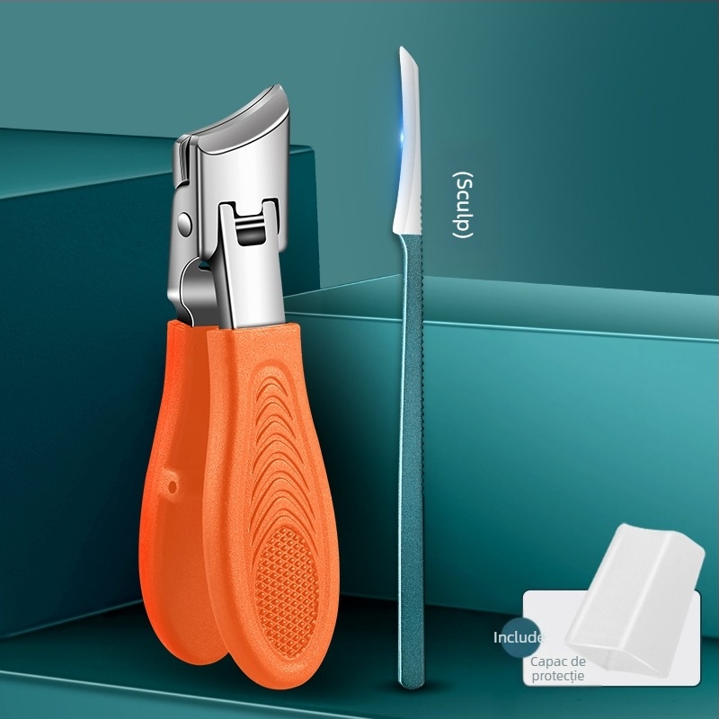 Clește pentru unghii de la picioare, deschidere mare, anti-stropire, gură înclinată, plastic + oțel inoxidabil