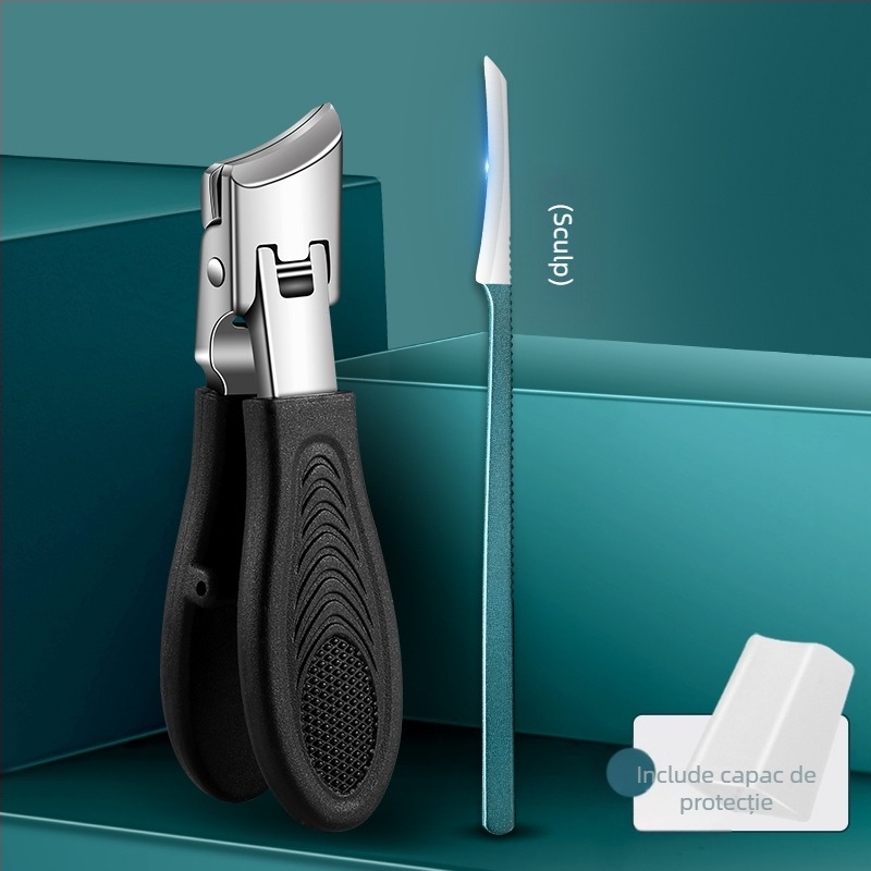 Clește pentru unghii de la picioare, deschidere mare, anti-stropire, gură înclinată, plastic + oțel inoxidabil