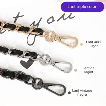 Geantă cu curea de umăr, piele PU și lanț metalic, pentru o geantă mică crossbody — Primăvara 2024, Funcție: Altele
