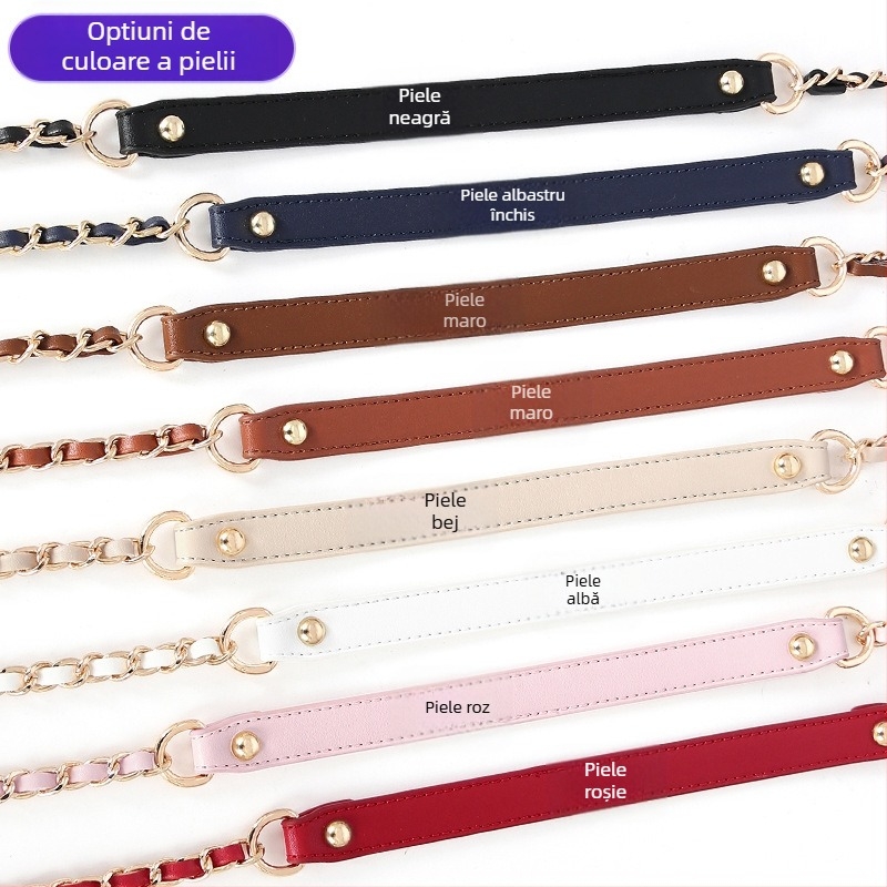 Geantă cu curea de umăr, piele PU și lanț metalic, pentru o geantă mică crossbody — Primăvara 2024, Funcție: Altele