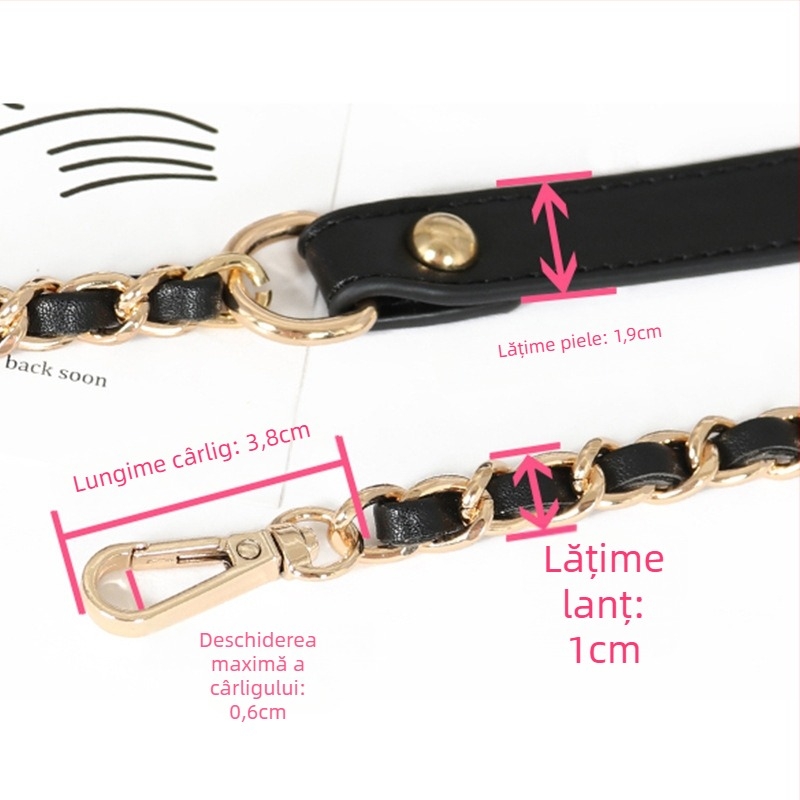 Geantă cu curea de umăr, piele PU și lanț metalic, pentru o geantă mică crossbody — Primăvara 2024, Funcție: Altele