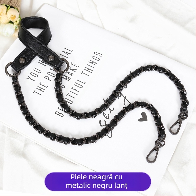 Geantă cu curea de umăr, piele PU și lanț metalic, pentru o geantă mică crossbody — Primăvara 2024, Funcție: Altele