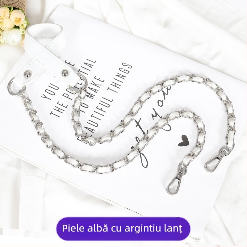 Geantă cu curea de umăr, piele PU și lanț metalic, pentru o geantă mică crossbody — Primăvara 2024, Funcție: Altele