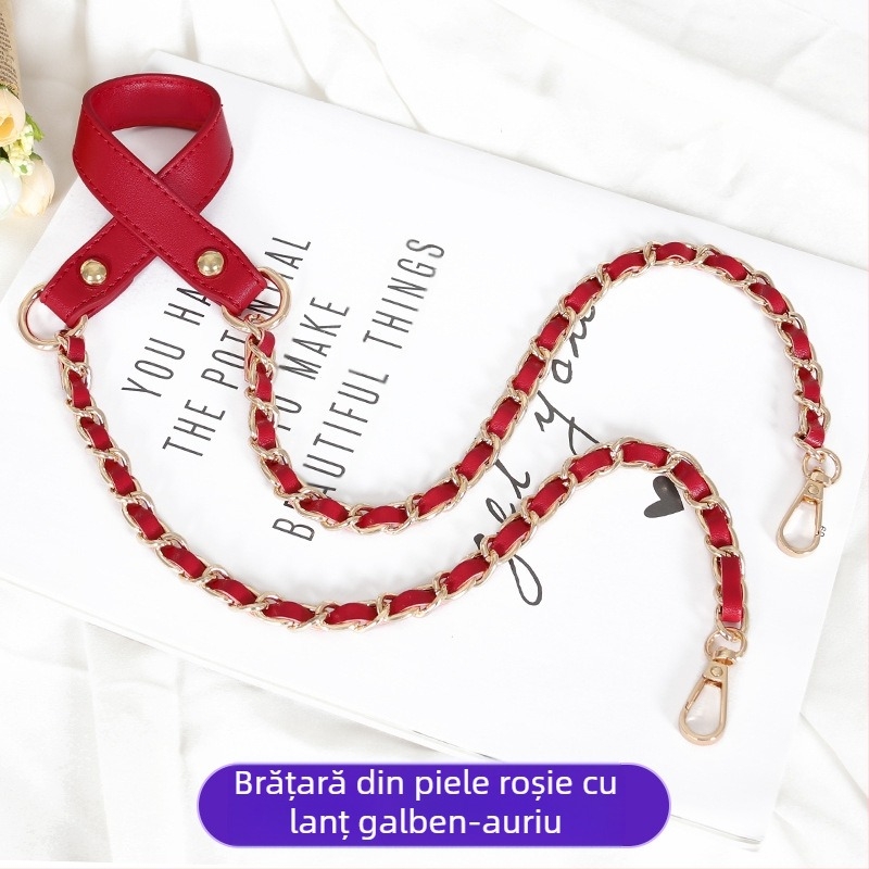 Geantă cu curea de umăr, piele PU și lanț metalic, pentru o geantă mică crossbody — Primăvara 2024, Funcție: Altele