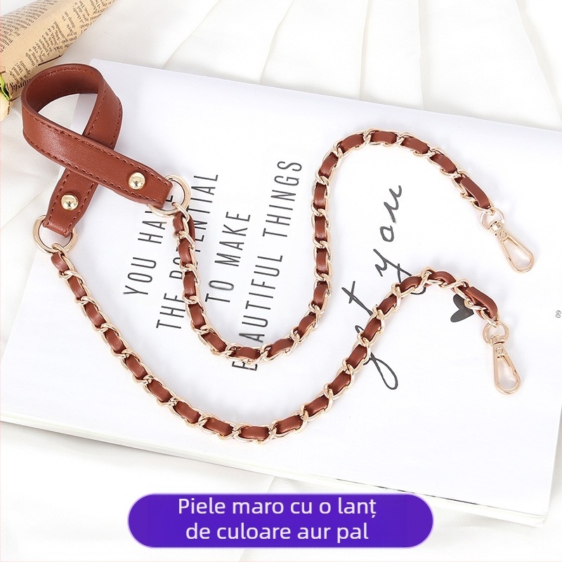 Geantă cu curea de umăr, piele PU și lanț metalic, pentru o geantă mică crossbody — Primăvara 2024, Funcție: Altele