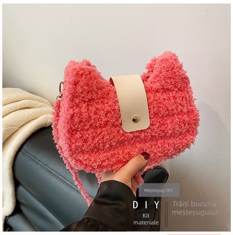 Geantă de subraț din pluș, în formă de inimă, cu închidere tip capac, buzunar pentru telefon, stil urban