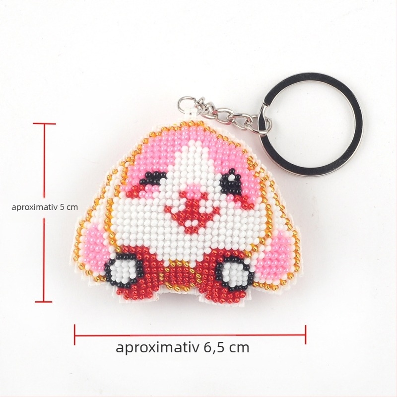 Pandantiv-breloc cu model desen animat, kit broderie 14CT, folie din plastic, broderie cu două fețe