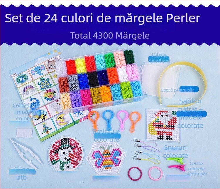 Kit DIY mărgele Hama EVA pentru puzzle plat — Set personalizabil de mărgele pentru litere (7–14 ani)