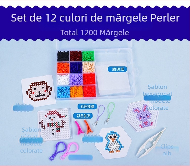 Kit DIY mărgele Hama EVA pentru puzzle plat — Set personalizabil de mărgele pentru litere (7–14 ani)