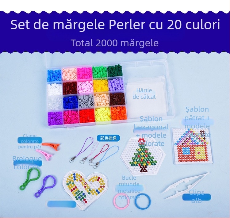 Kit DIY mărgele Hama EVA pentru puzzle plat — Set personalizabil de mărgele pentru litere (7–14 ani)